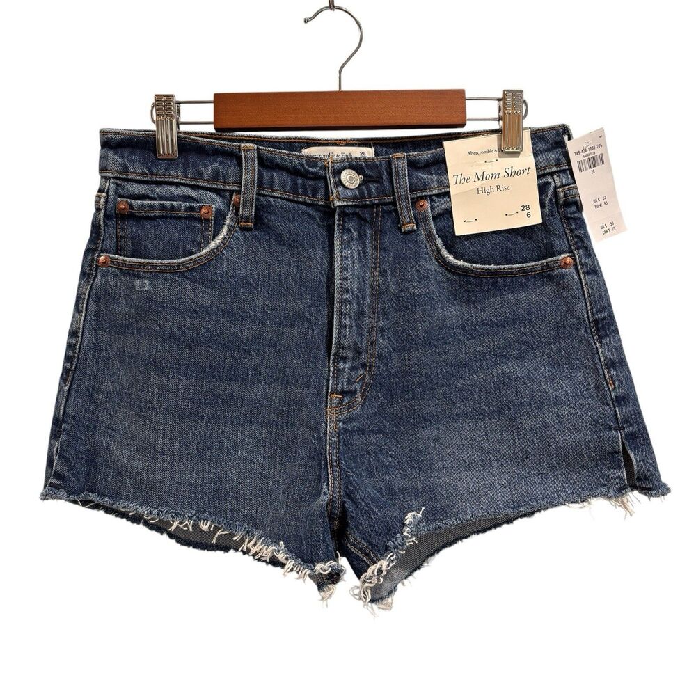 Abercrombie & Fitch denim Mom shorts Size 6 28 NWT High Rise 2" inseam New